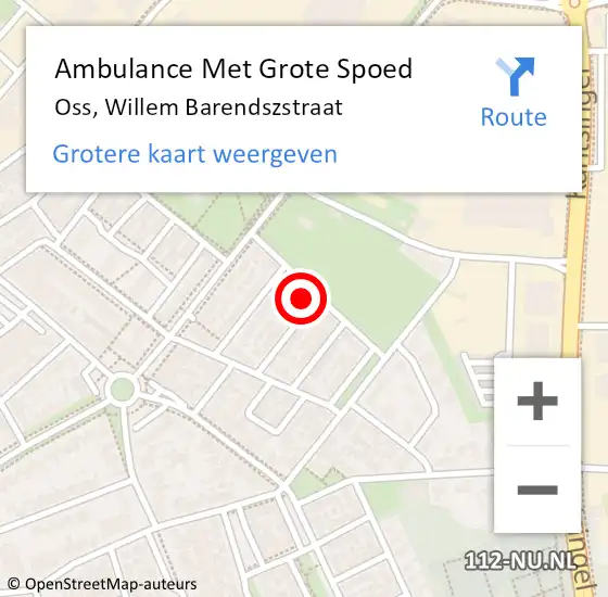 Locatie op kaart van de 112 melding: Ambulance Met Grote Spoed Naar Oss, Willem Barendszstraat op 10 maart 2018 18:23