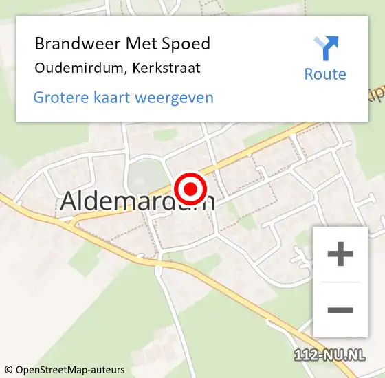 Locatie op kaart van de 112 melding: Brandweer Met Spoed Naar Oudemirdum, Kerkstraat op 10 maart 2018 18:33