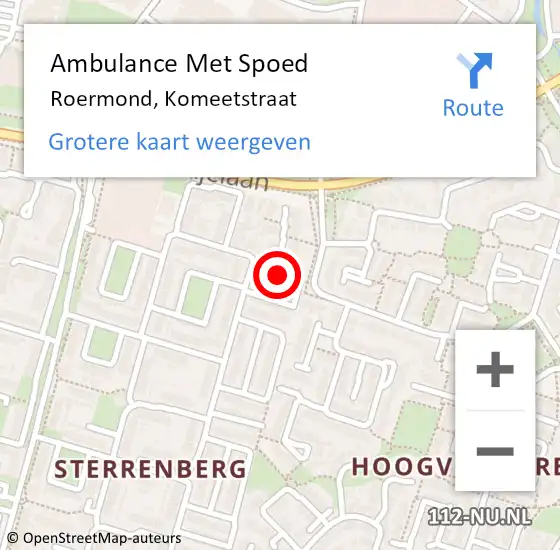 Locatie op kaart van de 112 melding: Ambulance Met Spoed Naar Roermond, Komeetstraat op 10 maart 2018 18:37