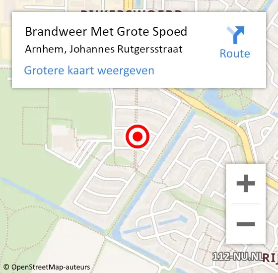 Locatie op kaart van de 112 melding: Brandweer Met Grote Spoed Naar Arnhem, Johannes Rutgersstraat op 10 maart 2018 19:13