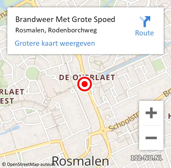 Locatie op kaart van de 112 melding: Brandweer Met Grote Spoed Naar Rosmalen, Rodenborchweg op 10 maart 2018 20:51