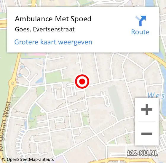 Locatie op kaart van de 112 melding: Ambulance Met Spoed Naar Goes, Evertsenstraat op 10 maart 2018 21:01