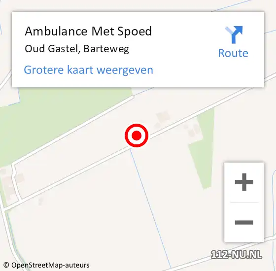 Locatie op kaart van de 112 melding: Ambulance Met Spoed Naar Oud Gastel, Barteweg op 10 maart 2018 21:11