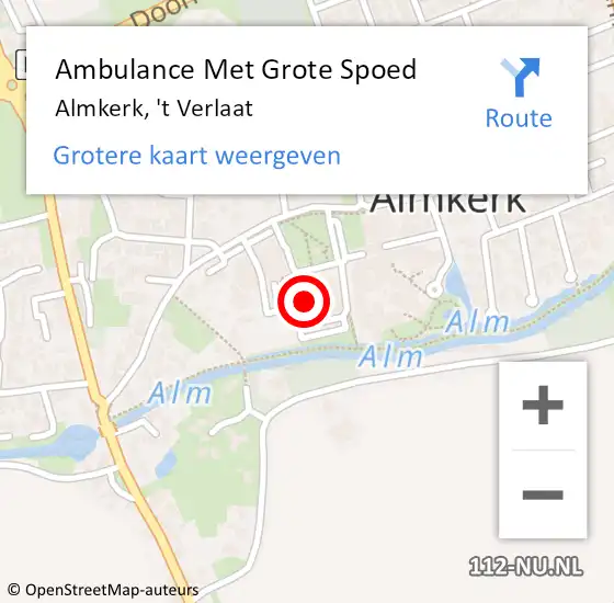 Locatie op kaart van de 112 melding: Ambulance Met Grote Spoed Naar Almkerk, 't Verlaat op 10 maart 2018 21:14