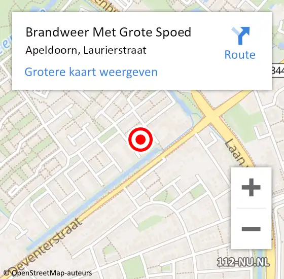 Locatie op kaart van de 112 melding: Brandweer Met Grote Spoed Naar Apeldoorn, Laurierstraat op 10 maart 2018 21:22