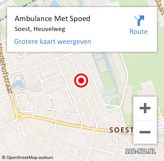 Locatie op kaart van de 112 melding: Ambulance Met Spoed Naar Soest, Heuvelweg op 10 maart 2018 21:27