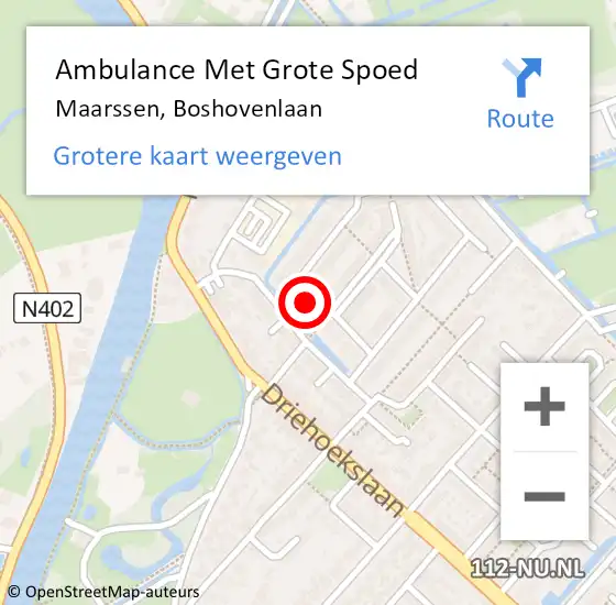 Locatie op kaart van de 112 melding: Ambulance Met Grote Spoed Naar Maarssen, Boshovenlaan op 10 maart 2018 21:54