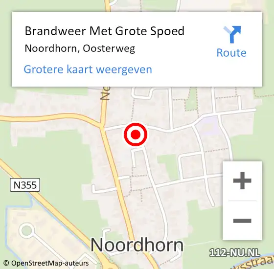 Locatie op kaart van de 112 melding: Brandweer Met Grote Spoed Naar Noordhorn, Oosterweg op 10 maart 2018 22:06