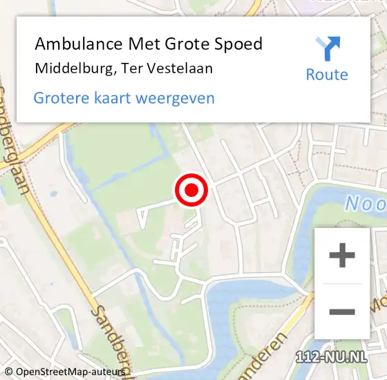 Locatie op kaart van de 112 melding: Ambulance Met Grote Spoed Naar Middelburg, Ter Vestelaan op 10 maart 2018 22:14