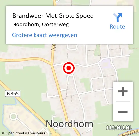 Locatie op kaart van de 112 melding: Brandweer Met Grote Spoed Naar Noordhorn, Oosterweg op 10 maart 2018 22:24