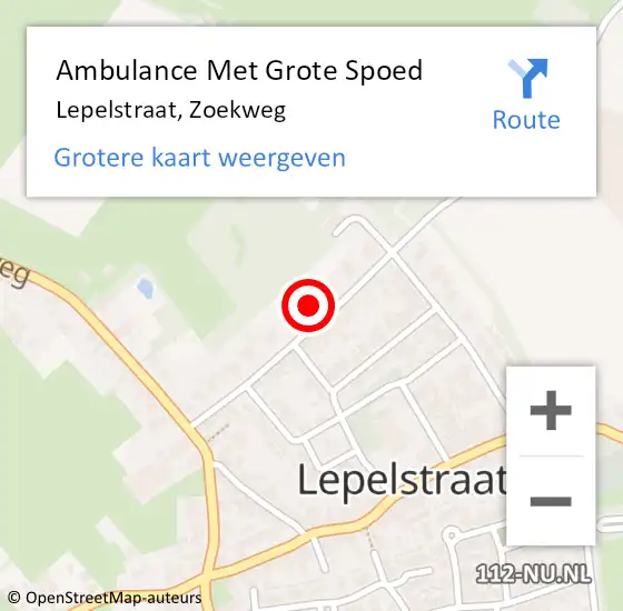 Locatie op kaart van de 112 melding: Ambulance Met Grote Spoed Naar Lepelstraat, Zoekweg op 10 maart 2018 22:40