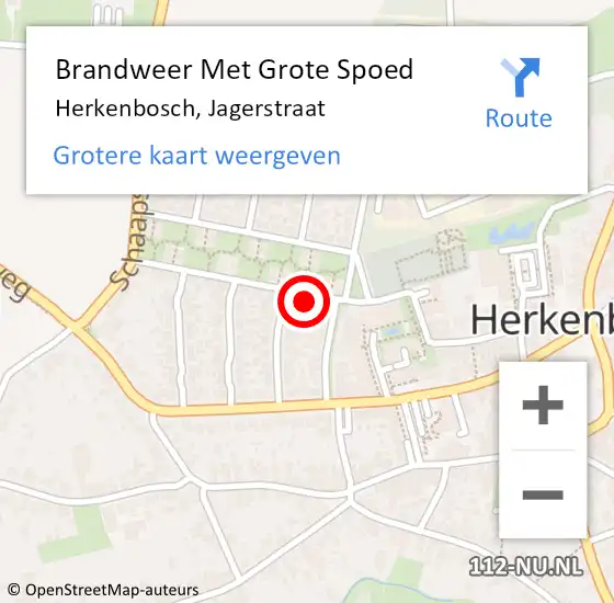 Locatie op kaart van de 112 melding: Brandweer Met Grote Spoed Naar Herkenbosch, Jagerstraat op 10 maart 2018 22:53