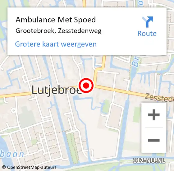 Locatie op kaart van de 112 melding: Ambulance Met Spoed Naar Grootebroek, Zesstedenweg op 10 maart 2018 23:16