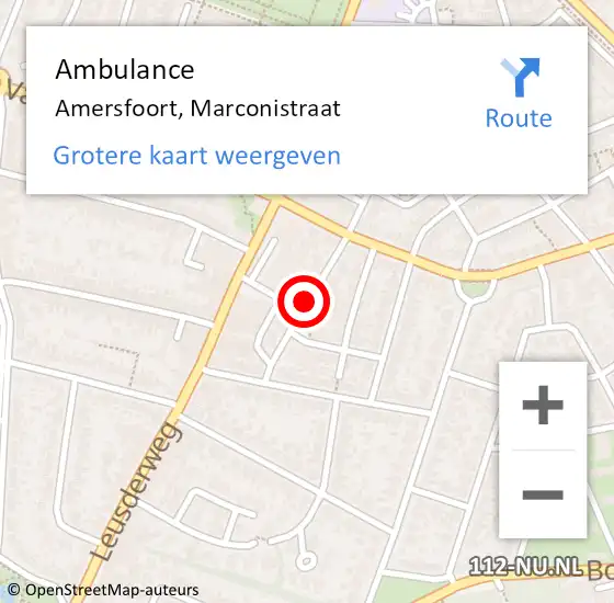 Locatie op kaart van de 112 melding: Ambulance Amersfoort, Marconistraat op 10 maart 2018 23:18