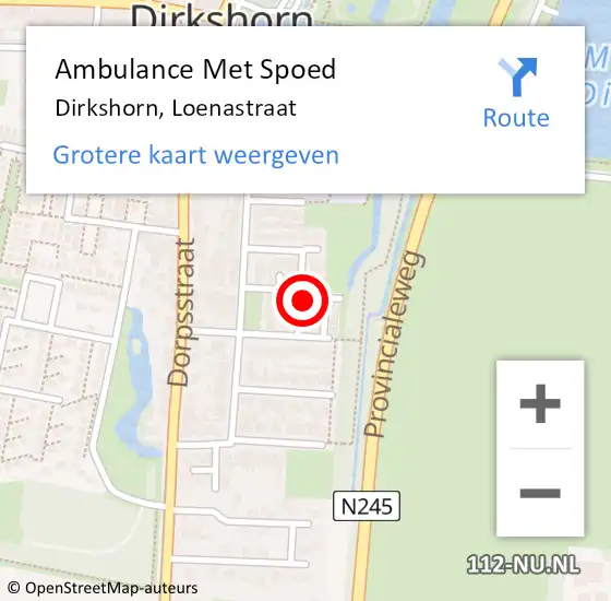 Locatie op kaart van de 112 melding: Ambulance Met Spoed Naar Dirkshorn, Loenastraat op 10 maart 2018 23:56