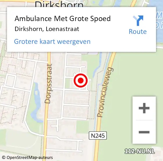 Locatie op kaart van de 112 melding: Ambulance Met Grote Spoed Naar Dirkshorn, Loenastraat op 10 maart 2018 23:59