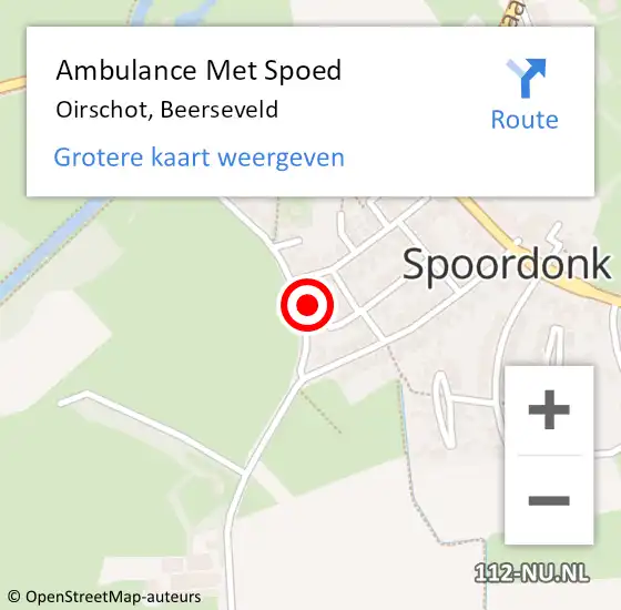 Locatie op kaart van de 112 melding: Ambulance Met Spoed Naar Oirschot, Beerseveld op 11 maart 2018 01:48