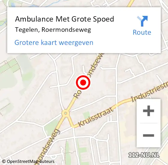 Locatie op kaart van de 112 melding: Ambulance Met Grote Spoed Naar Tegelen, Roermondseweg op 11 maart 2018 02:02