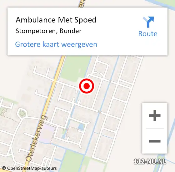 Locatie op kaart van de 112 melding: Ambulance Met Spoed Naar Stompetoren, Bunder op 11 maart 2018 02:38