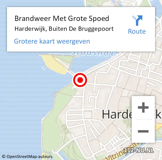 Locatie op kaart van de 112 melding: Brandweer Met Grote Spoed Naar Harderwijk, Buiten De Bruggepoort op 11 maart 2018 02:51