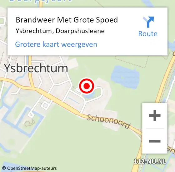 Locatie op kaart van de 112 melding: Brandweer Met Grote Spoed Naar Ysbrechtum, Doarpshusleane op 11 maart 2018 04:07