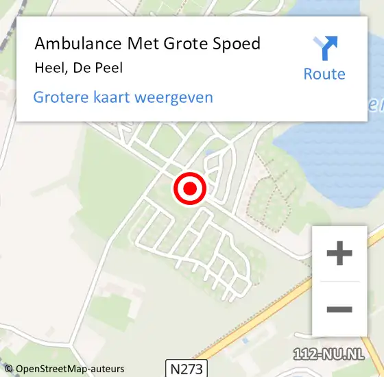 Locatie op kaart van de 112 melding: Ambulance Met Grote Spoed Naar Heel, De Peel op 11 maart 2018 04:48