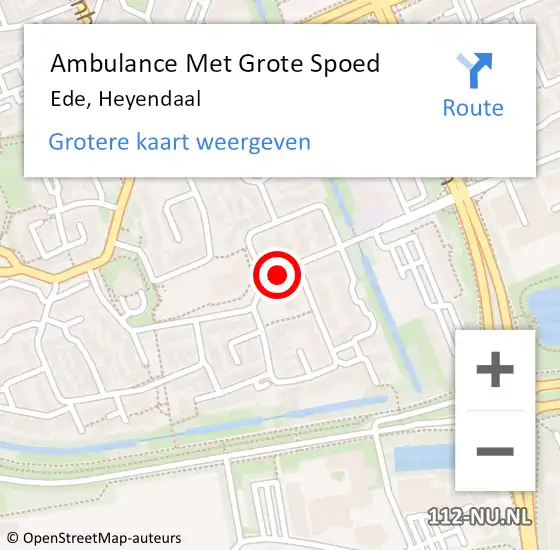 Locatie op kaart van de 112 melding: Ambulance Met Grote Spoed Naar Ede, Heyendaal op 11 maart 2018 05:14