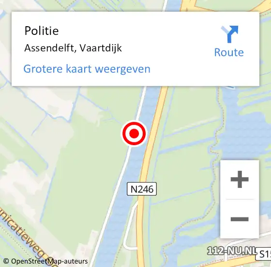 Locatie op kaart van de 112 melding: Politie Assendelft, Vaartdijk op 11 maart 2018 08:35