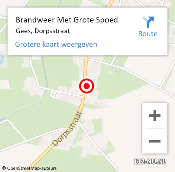 Locatie op kaart van de 112 melding: Brandweer Met Grote Spoed Naar Gees, Dorpsstraat op 18 februari 2014 19:52