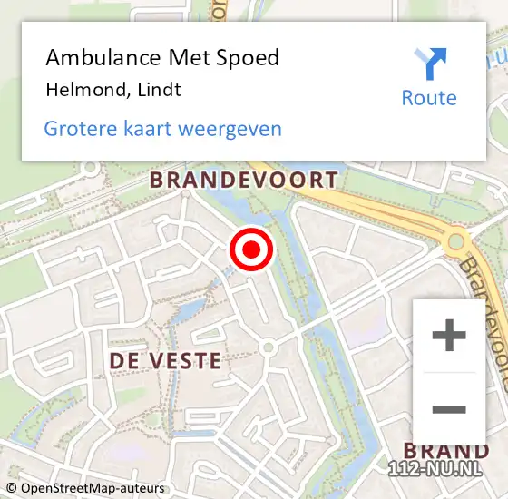 Locatie op kaart van de 112 melding: Ambulance Met Spoed Naar Helmond, Lindt op 11 maart 2018 09:22