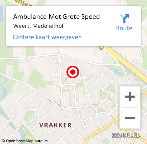 Locatie op kaart van de 112 melding: Ambulance Met Grote Spoed Naar Weert, Madeliefhof op 11 maart 2018 09:27