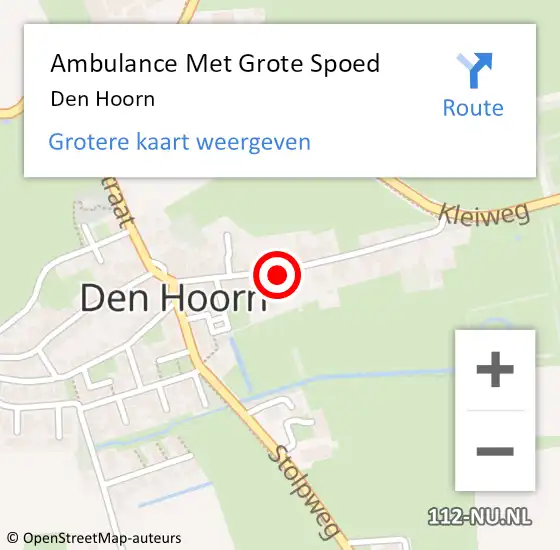 Locatie op kaart van de 112 melding: Ambulance Met Grote Spoed Naar Den Hoorn op 11 maart 2018 10:10