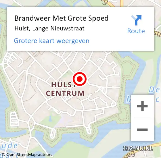 Locatie op kaart van de 112 melding: Brandweer Met Grote Spoed Naar Hulst, Lange Nieuwstraat op 11 maart 2018 10:32