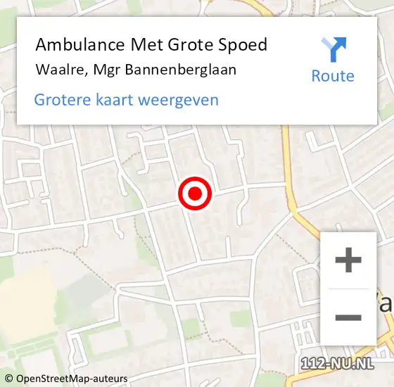 Locatie op kaart van de 112 melding: Ambulance Met Grote Spoed Naar Waalre, Mgr Bannenberglaan op 11 maart 2018 10:36