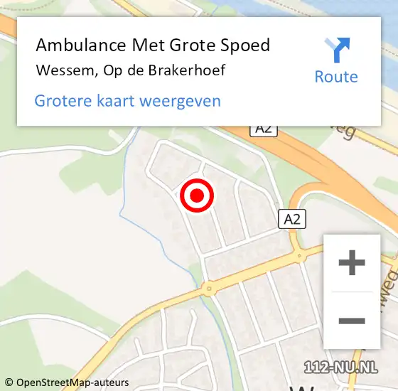 Locatie op kaart van de 112 melding: Ambulance Met Grote Spoed Naar Wessem, Op de Brakerhoef op 18 februari 2014 20:00