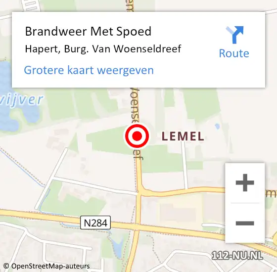 Locatie op kaart van de 112 melding: Brandweer Met Spoed Naar Hapert, Burg. Van Woenseldreef op 11 maart 2018 11:06