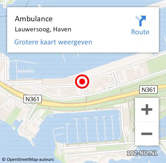 Locatie op kaart van de 112 melding: Ambulance Lauwersoog, Haven op 11 maart 2018 11:23