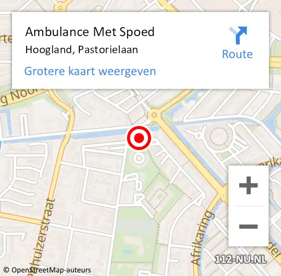 Locatie op kaart van de 112 melding: Ambulance Met Spoed Naar Hoogland, Pastorielaan op 11 maart 2018 11:26