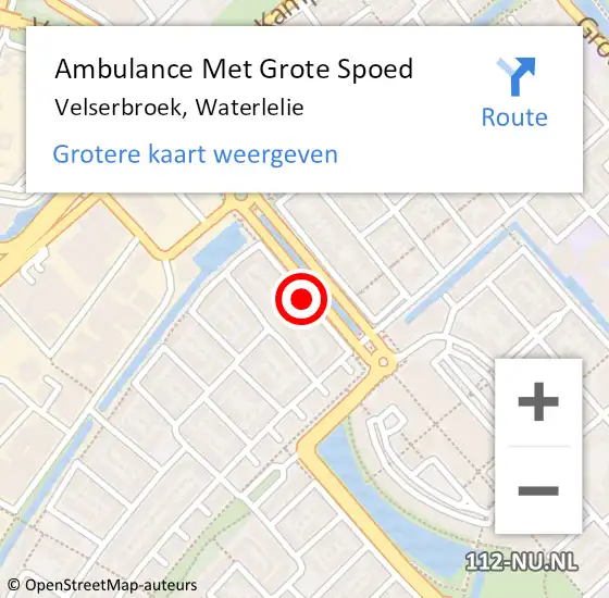 Locatie op kaart van de 112 melding: Ambulance Met Grote Spoed Naar Velserbroek, Waterlelie op 11 maart 2018 11:51