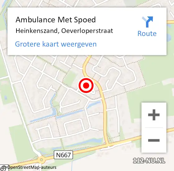 Locatie op kaart van de 112 melding: Ambulance Met Spoed Naar Heinkenszand, Oeverloperstraat op 11 maart 2018 11:53