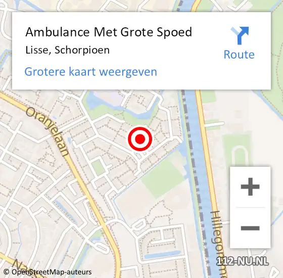 Locatie op kaart van de 112 melding: Ambulance Met Grote Spoed Naar Lisse, Schorpioen op 11 maart 2018 12:09