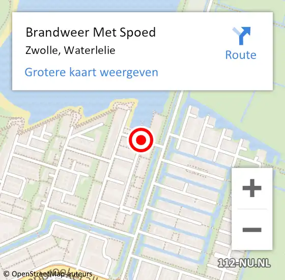 Locatie op kaart van de 112 melding: Brandweer Met Spoed Naar Zwolle, Waterlelie op 11 maart 2018 13:03