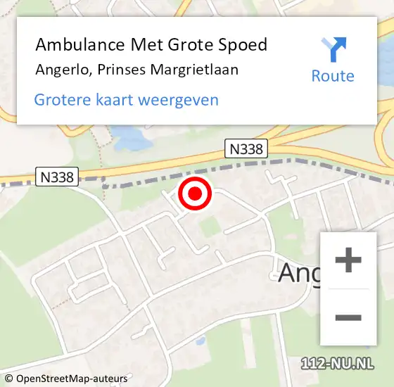 Locatie op kaart van de 112 melding: Ambulance Met Grote Spoed Naar Angerlo, Prinses Margrietlaan op 11 maart 2018 13:29