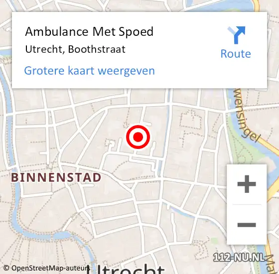 Locatie op kaart van de 112 melding: Ambulance Met Spoed Naar Utrecht, Boothstraat op 11 maart 2018 13:31