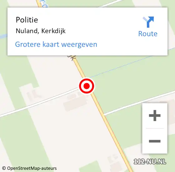 Locatie op kaart van de 112 melding: Politie Nuland, Kerkdijk op 11 maart 2018 13:55