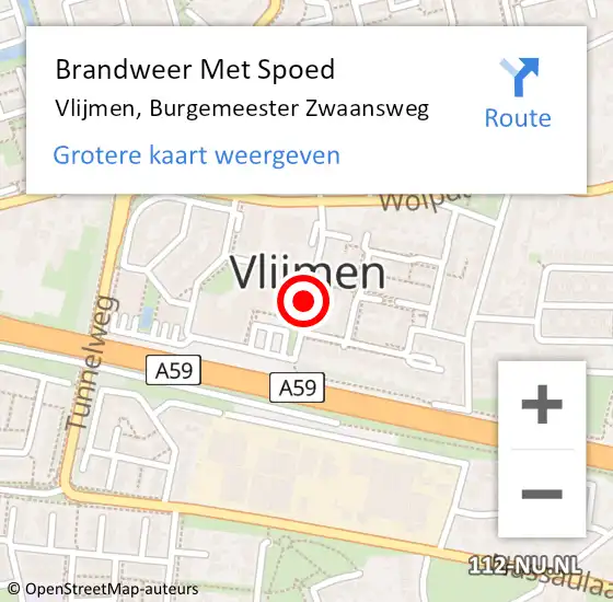 Locatie op kaart van de 112 melding: Brandweer Met Spoed Naar Vlijmen, Burgemeester Zwaansweg op 11 maart 2018 14:12