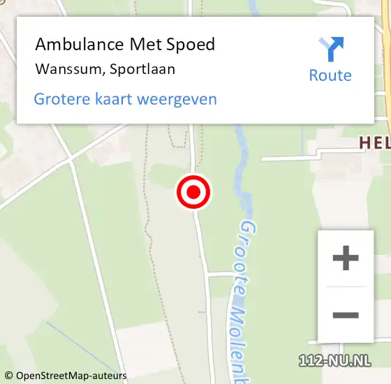 Locatie op kaart van de 112 melding: Ambulance Met Spoed Naar Wanssum, Sportlaan op 11 maart 2018 14:55