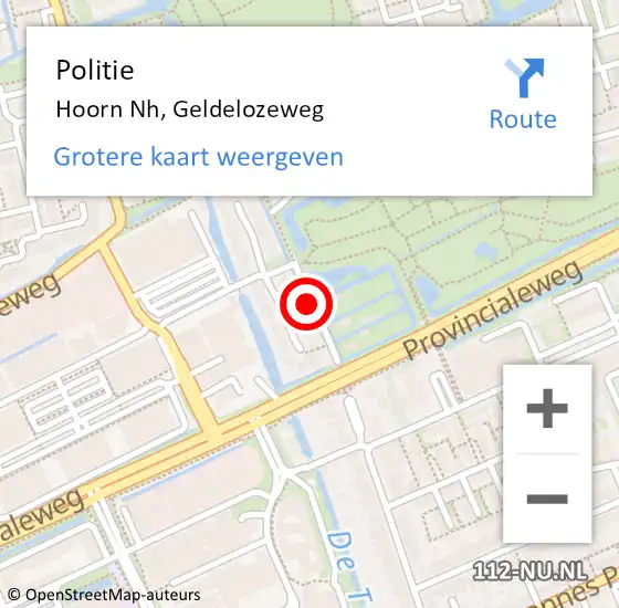 Locatie op kaart van de 112 melding: Politie Hoorn Nh, Geldelozeweg op 11 maart 2018 15:29