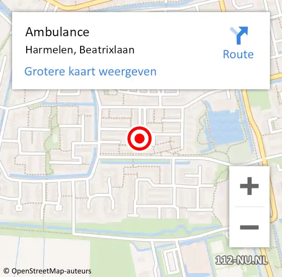 Locatie op kaart van de 112 melding: Ambulance Harmelen, Beatrixlaan op 11 maart 2018 15:36