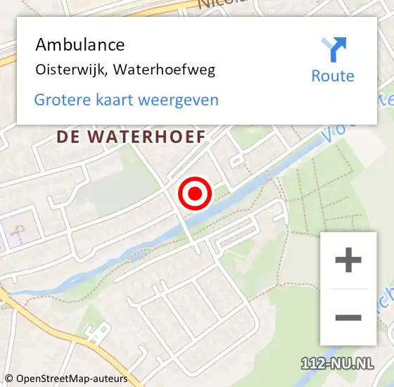 Locatie op kaart van de 112 melding: Ambulance Oisterwijk, Waterhoefweg op 11 maart 2018 16:50